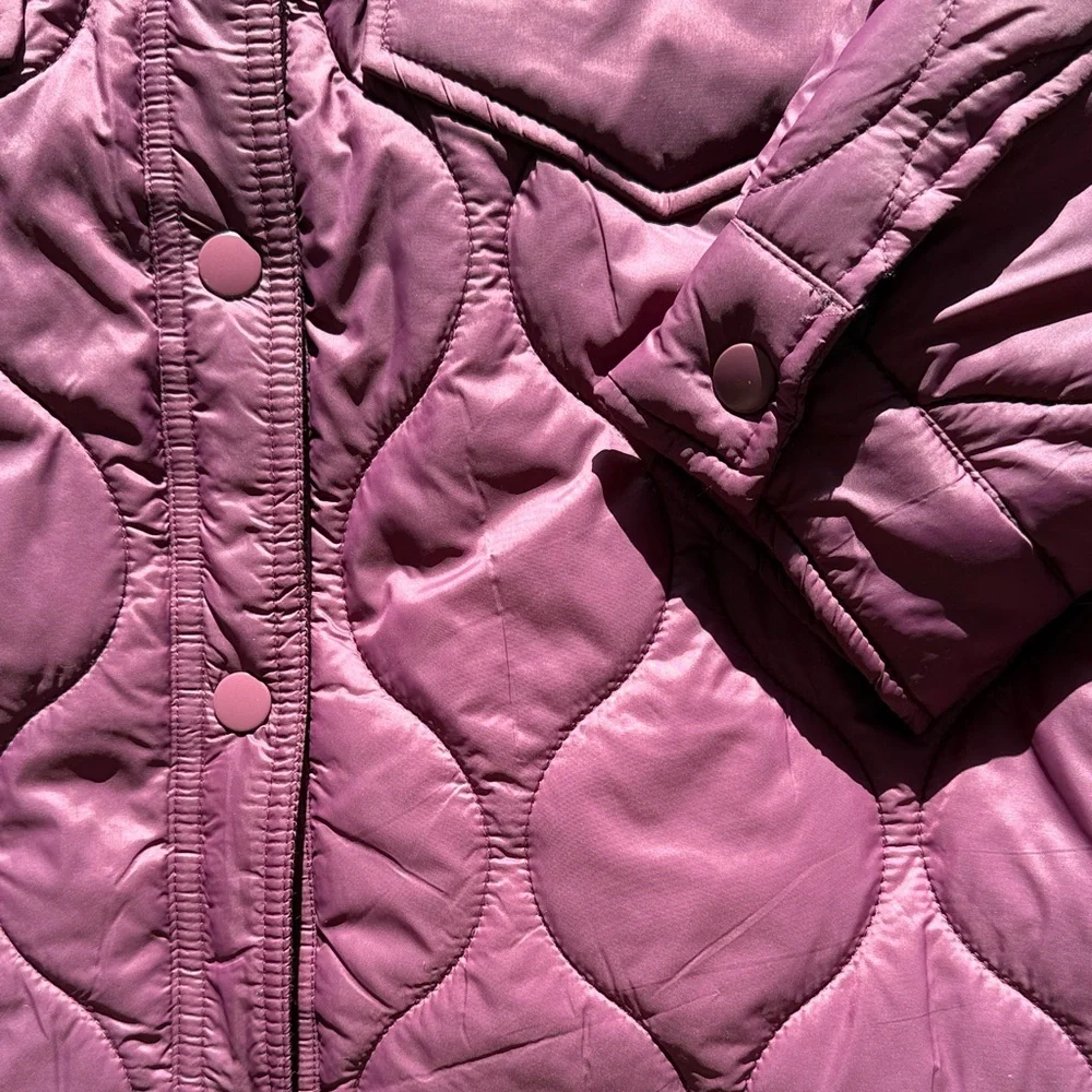 Plum Quilted Jacket with Front Pockets - Picture 3 of 12